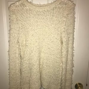 Free People white fuzzy sweater